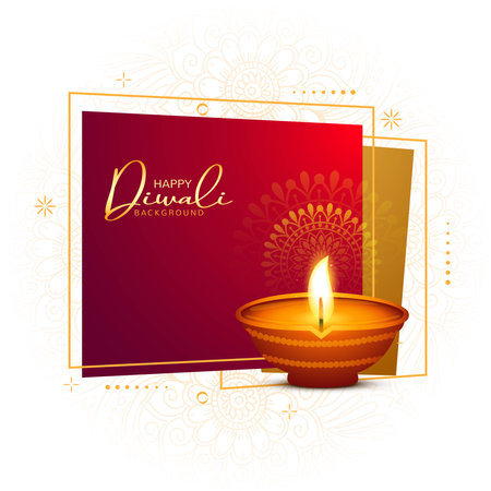 Modern happy diwali decorative oil lamp festival celebration card backgroundのイラスト素材