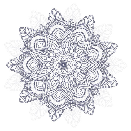Circular pattern in form of decorative mandala on white backgroundのイラスト素材