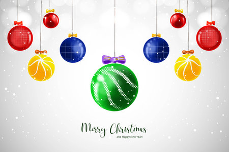 Decorative christmas shiny balls holiday card backgroundのイラスト素材