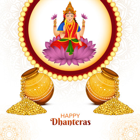 Goddess maa laxmi with coins for indian festival dhanteras backgroundのイラスト素材