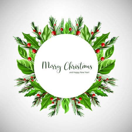 Hand draw decorative christmas wreath holiday card backgroundのイラスト素材