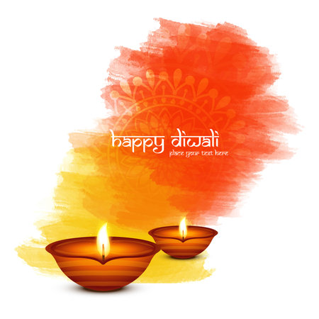 Traditional indian festival diwali with lamps card backgroundのイラスト素材