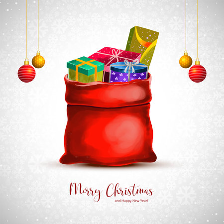 Merry christmas and happy new year greeting card with gifts backgroundのイラスト素材