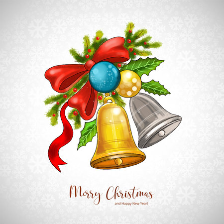 Realistic christmas bell decoration holiday card backgroundのイラスト素材