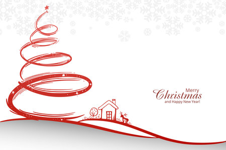 Landscape christmas tree holiday card backgroundのイラスト素材