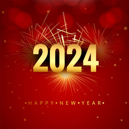Red background with fireworks for new year card designのイラスト素材