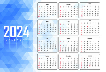 Beautiful geometric style 2024 new year calendar backgroundのイラスト素材