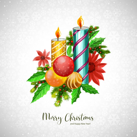 Beautiful decorative christmas candle wreath backgroundのイラスト素材