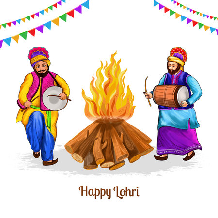 Happy lohri cultural festival of punjab backgroundのイラスト素材