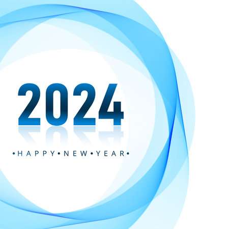 Modern 2024 new year with wave greeting card holiday designのイラスト素材