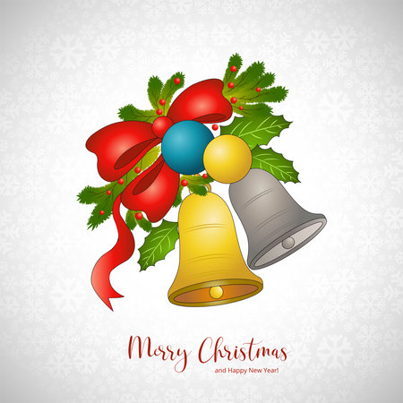 Realistic christmas bell decoration holiday card backgroundのイラスト素材