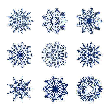 Decorative christmas snowflakes set elementsのイラスト素材