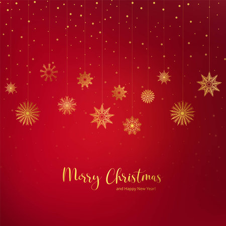 Christmas snowflake celebration holiday card red backgroundのイラスト素材