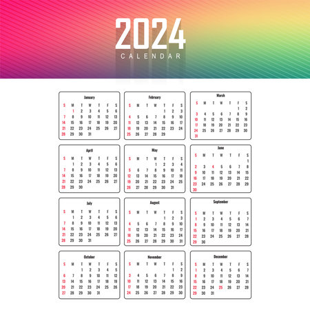 Happy new year 2024 calendar template designのイラスト素材