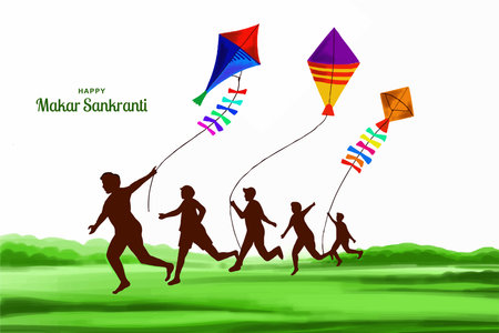 Happy makar sankranti holiday india festival backgroundのイラスト素材