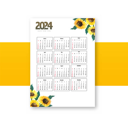 Calendar2024 brochure template for floral designのイラスト素材