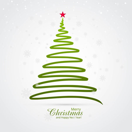 Minimal green line christmas tree card backgroundのイラスト素材