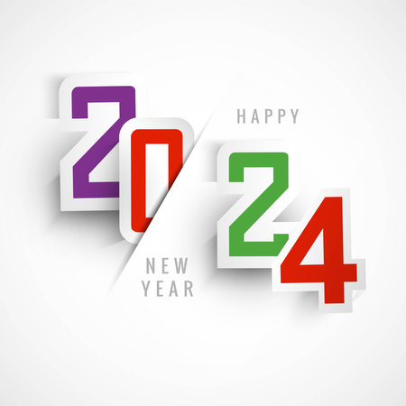 Modern numbers on a white background for 2024 new year text designのイラスト素材