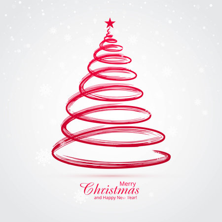Minimal line christmas tree card backgroundのイラスト素材