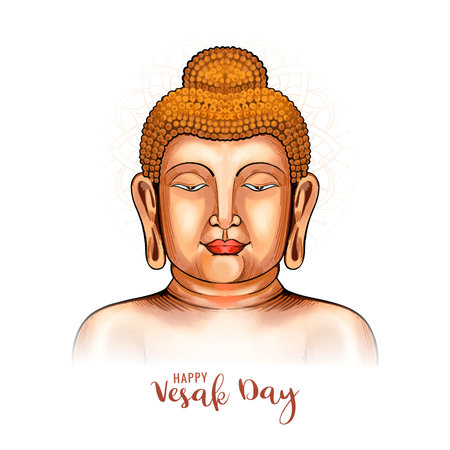 Beautiful happy vesak day buddha jayanti traditional card backgroundのイラスト素材