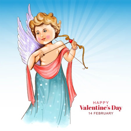 Beautiful valentines day background with cupid and heart card designのイラスト素材