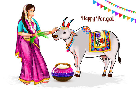 Happy pongal holiday harvest festival celebration card backgroundのイラスト素材