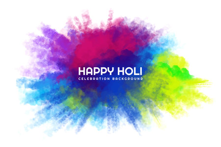 Indian festival holi colored powder explosion on a white backgroundのイラスト素材