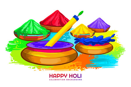 Beautiful indian festival of colours happy holi concept with colourful backgroundのイラスト素材