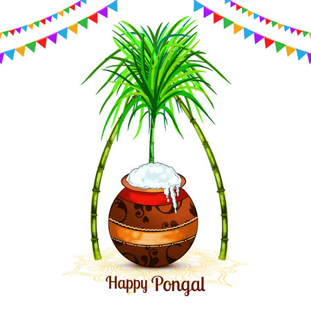 Happy pongal holiday harvest festival celebration card backgroundのイラスト素材