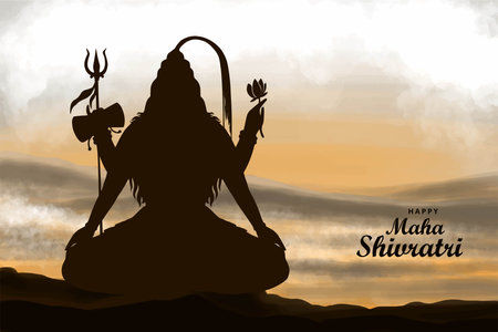 Lord shiva shankar mahadev for happy maha shivratri blessing card designのイラスト素材