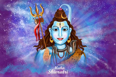Indian god of hindu for maha shivratri festival of india card backgroundのイラスト素材