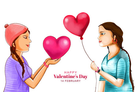 Beautiful cute girl for harts valentines day card backgroundのイラスト素材