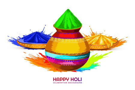 Happy holi indian spring festival of colors greeting cardのイラスト素材