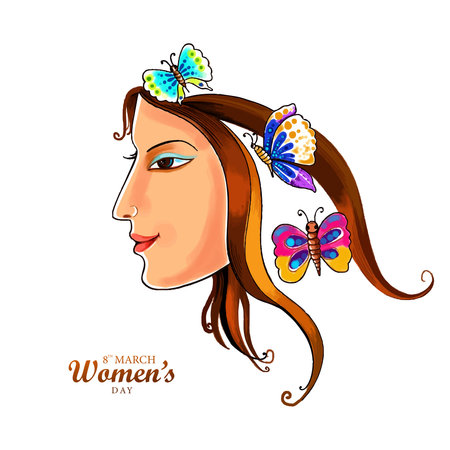 Beautiful happy womens day card with face designのイラスト素材