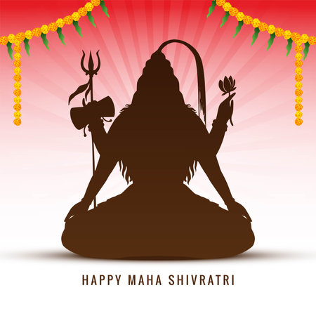 Lord shiv shankar silhouette background for maha shivratri card backgroundのイラスト素材