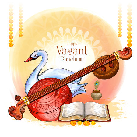 Illustration of vasant panchami festival card backgroundのイラスト素材