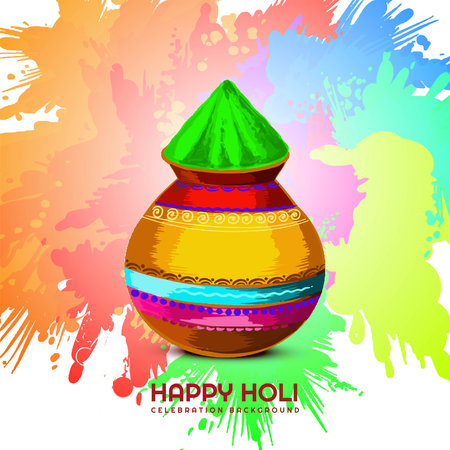 Happy holi celebration colorful greeting card backgroundのイラスト素材