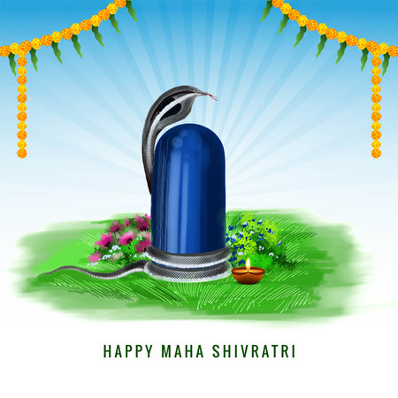 Maha shivratri festival background with shiv ling card designのイラスト素材