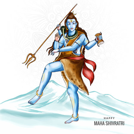 Lord shiva indian god of hindu for maha shivratri card backgroundのイラスト素材
