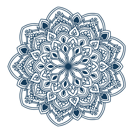 Decorative blue mandala on white backgroundのイラスト素材