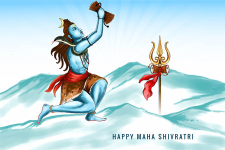 Indian god of hindu for shivratri or mahashivratri card backgroundのイラスト素材