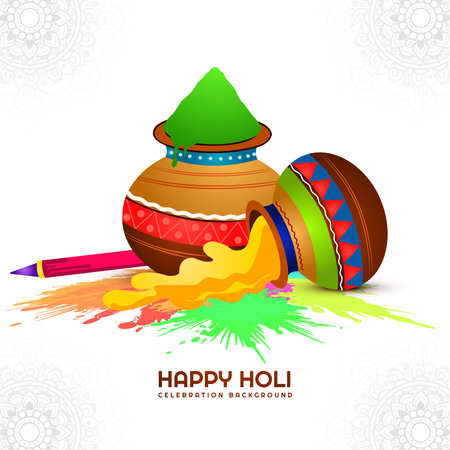 Indian holi traditional festival of colors card celebration designのイラスト素材