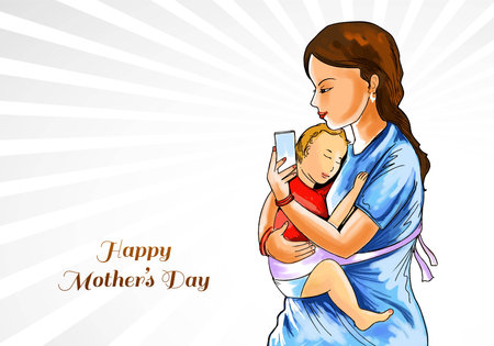 Happy mothers day for woman and child love card backgroundのイラスト素材