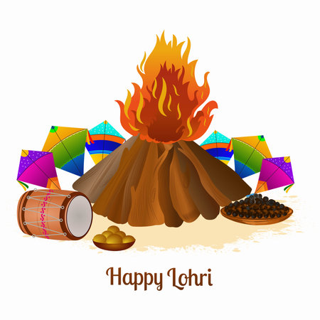 Happy lohri cultural festival of punjab backgroundのイラスト素材