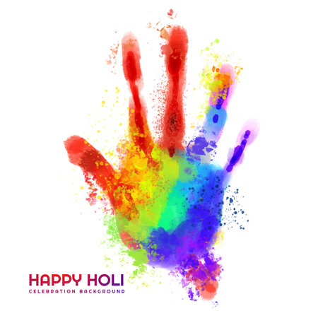 Holi festival with colorful handprint card backgroundのイラスト素材