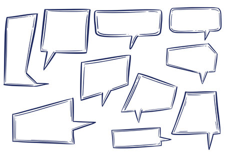 Modern hand drawn sketch speech bubble set designのイラスト素材