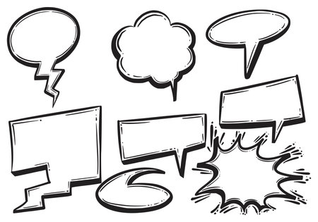 Beautiful hand drawn sketch speech bubble set designのイラスト素材