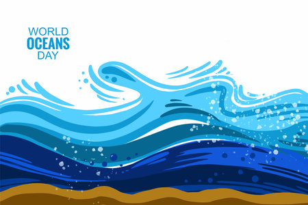 Beautiful sea waves world oceans day backgroundのイラスト素材