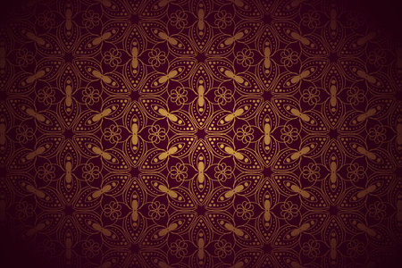 Abstract golden luxury floral pattern backgroundのイラスト素材