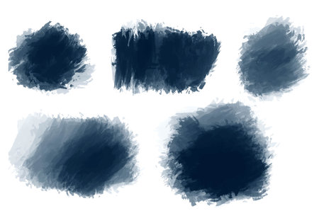 Ink paint blue brush stroke splatter set designのイラスト素材